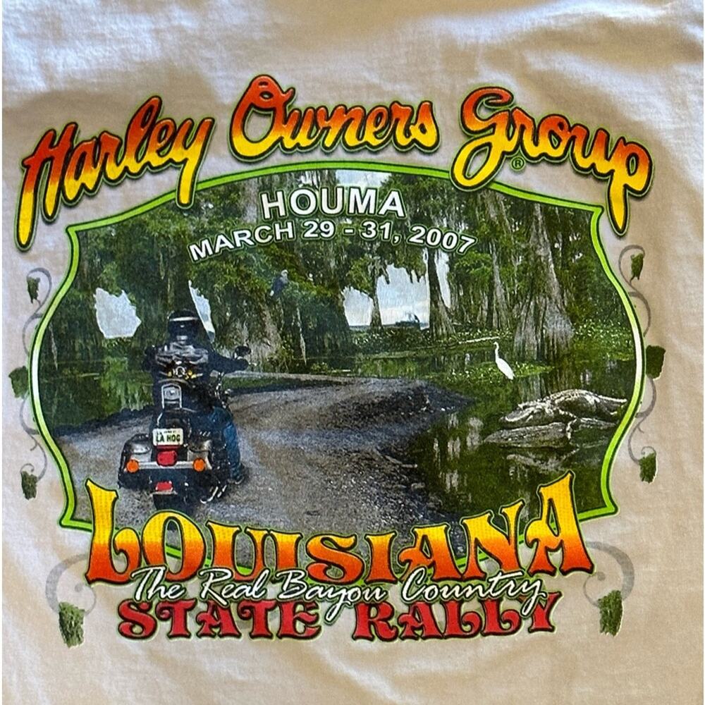 Louisiana HOG Rally Ivory T Shirt from 2007 Adult Large "Harley Owners Group"